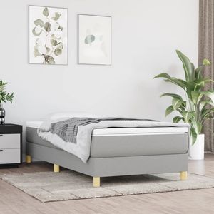โครงเตียงไม้เอ็นจิเนียร์สีเทาอ่อนทำจากโพลีเอสเตอร์ ขนาด Twin XL สไตล์โมเดิร์น - Product Image 1