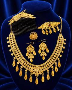 MOLL JEWELLERS Ensemble de bijoux vintage indiens en cuivre plaqué argent pour femme avec broche et peigne ornés de corail - Product Image 4