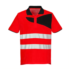 เสื้อโปโลสะท้อนแสงคุณภาพสูง สีตัดกัน ปลอดภัย สีเขียว แขนสั้น แบบเรียบ - Product Image 3