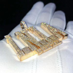 Iced Out Buss Down Gold Plated Custom Name Pendant 925 Sterling <b>Silver</b> GRA Moissanite Pass Diamond Test Letters Hip Hop Pendant - Product Image 5
