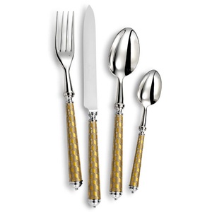 Juego de cubiertos de acero inoxidable de primera calidad, muy vendido, con mango de plástico tipo bambú para uso doméstico y en restaurantes, precio competitivo. - Product Image 6