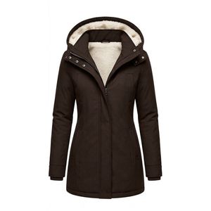 Parka de Invierno para Mujer, Manga Larga, Forro Polar Premium, Cierre de Cremallera, Cuello Alto, Color Marrón, Chaqueta Térmica - Product Image 2