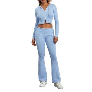 Ensemble 2 pièces pour femmes, sweat-shirt à col rond personnalisé, pantalon de survêtement en coton, style streetwear - Product Image 6