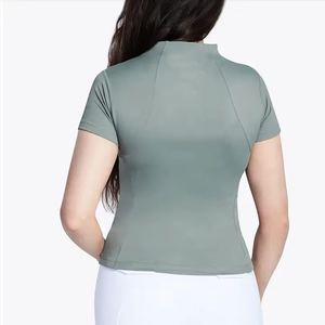 2026 Competition Short Sleeves Equestrian Polo Shirts Base Layers Stretchy Women Horse Riding Show Shirts Luxury Modern Zipper - Product Image 2