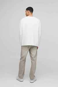 Sweat-shirt à col rond blanc pour homme, manches longues, coupe ample, poche tricotée, style décontracté, pull d'automne - Product Image 4