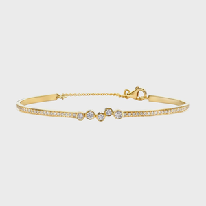 VB-999SR Bracelet jonc manchette tendance en or 14K, couleur EF, VS 0.60CTW, serti de 85 diamants de laboratoire ronds délicats, en or recyclé - Product Image 1