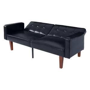 Modern Mid for Century Style <b>Recliner</b> PU Leather Futon Sofa with Adjustable Wood Metal Legs Tufted Backrest Contemporary Design - Product Image 3