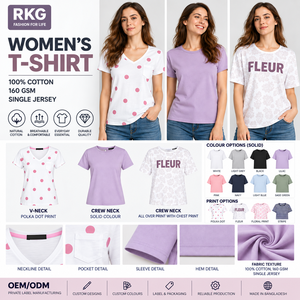 T-shirts décontractés pour femmes grandes tailles, été, 100% coton, écologiques, fabrication ODM du Bangladesh, tissu jersey - Product Image 3