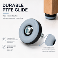 Glissière de pied de table fixe à vis en PTFE de 38 mm pour un déplacement fluide des meubles