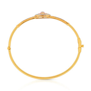 Bracelet Halo en Diamants Rose avec Centre Oval en Or Jaune et Design Géométrique Scintillant - Product Image 3