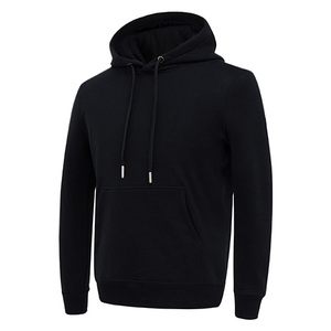 Men's Oversized Black Hooded Casual Fleece Pullover Solid Color Pocket Design Regular Length Knitted Cotton <b>Hoodie</b> 2027 - Product Image 5