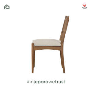 Modern Japandi Solid Teak Wood <b>Dining</b> <b>Chair</b> with Woven Rope Backrest and Upholstered Seat for Home Restaurant Hotel Villa Furnit - Product Image 4