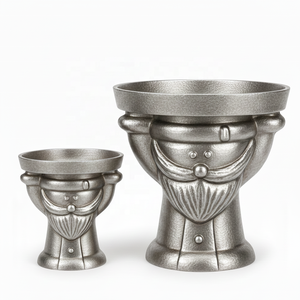 Cuencos Decorativos de Pedestal de Aluminio Cromado Antiguo de Lujo, Cuencos para Servir Ecológicos con Diseño Acanalado, Macetas para Mesa de Hotel y Hogar - Product Image 6