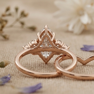 Marquise Cut Diamond Bridal <b>Ring</b> <b>Set</b> 14K <b>Gold</b> Rose <b>Gold</b> Plated Wedding Engagement <b>Ring</b> for Women Vintage Promise Jewelry - Product Image 3