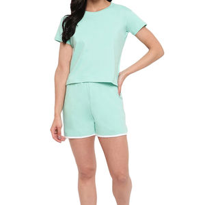 Latest Fashion Casual Wear Women T Shirt And Shorts <b>Sets</b> Plain Blank Solid Color Ladies Summer 2 Piece Cotton <b>Twin</b> <b>Sets</b> - Product Image 1