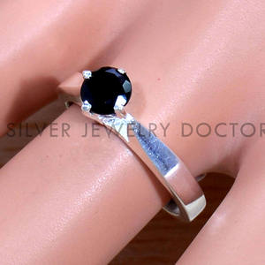 Anillos Hechos a Mano con Piedra Preciosa de Ónix Negro Natural, Corte Facetado, Anillos de Plata con Sello 925, Precio al por Mayor - Product Image 2