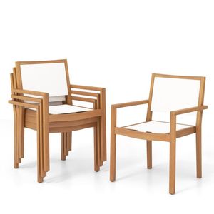 Set di 2 Sedie da Pranzo Impilabili per Esterni con Telaio in Legno di Acacia per Giardino - Product Image 3