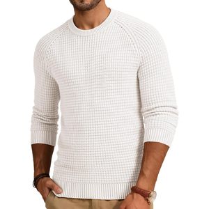 Suéter Personalizado para Hombre, Cuello Redondo, Antiarrugas, Moda 2025, Textura Waffle, Tejido de Punto, Color Sólido, Suave, Informal, para Uso Diario B0FFB3JB5Y - Product Image 1