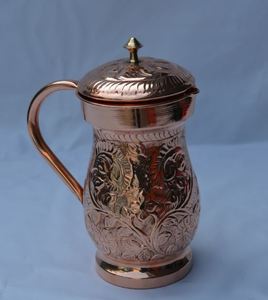 Juego de jarras de cobre para servir agua, con vasos, de metal, duradero, reutilizable, para cenas y eventos culturales de alta gama. - Product Image 4