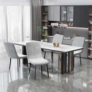 Set Moderno di 4 Sedie da Pranzo per Cucina e Sala da Pranzo con Seduta Imbottita e Gambe in Metallo per Casa - Product Image 2