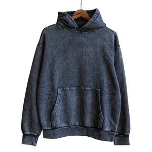 Sweat-shirt à capuche uni en molleton de coton délavé à l'acide, vierge, pour personnalisation de marque - Product Image 1