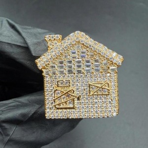 Iced Out House Moissanite <b>Ring</b> for <b>Men</b>, 925 Sterling Silver 14K Rose Gold Plated Hip Hop Bling Fashion Jewelry <b>Ring</b> - Product Image 2