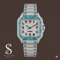 Montre de luxe pour homme en moissanite glacée, bijoux de mode, argent sterling 925, cadran en verre antique, quartz, style hip-hop et affaires