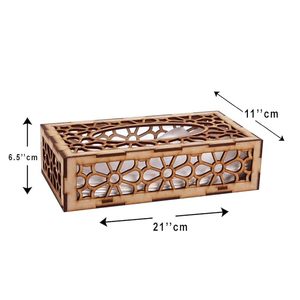 Cubierta de Madera para Caja de Pañuelos, Portapañuelos Rectangular con Corte Láser, Dispensador de Pañuelos Faciales, Logotipo Personalizado, Decoración de Mesa - Product Image 2
