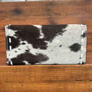 Cartera de tres pliegues multifunción de cuero mecanizado a mano a la moda para mujer, Cartera de mano de piel de vaca de gran capacidad, cartera para tarjetas de crédito - Product Image 5