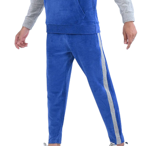 Survêtement à capuche bleu gris pour homme, manches longues, couleur unie, décontracté, respirant, en polyester écologique, style streetwear - Product Image 5