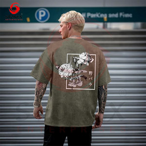เสื้อยืดผู้ชายไซส์ใหญ่ ผ้าฝ้าย แขนสั้น พิมพ์ลายดอกไม้ ลำลอง คอกลม ทรงพอดีตัว ลายดอกกุหลาบป่า - Product Image 3