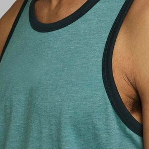 Camiseta sin Mangas Verde para Hombre, Cuello Redondo, Tejida, Color Sólido, Estilo Casual - Product Image 3