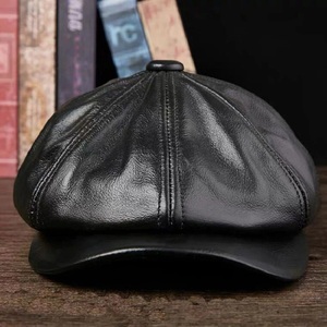 Unisex Genuine Leather Cabbie <b>Caps</b> Casual Vintage Driving <b>Flat</b> Winter <b>Men's</b> Adjustable Elastic Customizable Image Character - Product Image 6