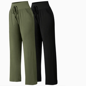 Pantalon évasé taille haute taille élastique pour femme avant plat grandes tailles pour la danse Pilates Yoga activités de fitness d'été - Product Image 6