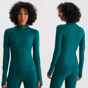 ชุดออกกำลังกายผู้หญิง เสื้อโยคะสีพื้นไร้ตะเข็บ แขนยาว เสื้อครอปออกกำลังกาย แห้งเร็ว ระบายอากาศ ชุดโยคะ - Product Image 6