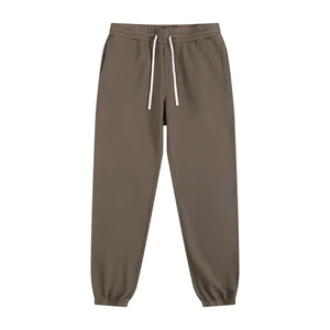 Pantalon décontracté athlétique pour homme JOXAI SPORTSWEAR, coupe large, taille élastique, devant plat, blanc uni, 100% coton, fermeture à cordon - Product Image 2