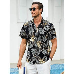 Camisa Hawaiana para Hombre, Manga Corta, con Botones, Ecológica, Transpirable, Informal, Veraniega, Tropical, para la Playa, Aloha, Hawái, Fiesta, Vacaciones - Product Image 2