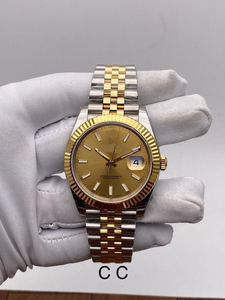 นาฬิกาข้อมือสายสแตนเลสสตีลหรูหราแบบทูโทน รุ่นจูบิลี่ หน้าปัดสีทองลายซันเบิร์สต์ ขอบหน้าปัดแบบฟลูท แสดงวันที่ กลไกอัตโนมัติ ETA - Product Image 3