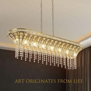 Elegante Lampadario Lineare Moderno in Cristallo da 39 Pollici, Finitura Dorata, Luce Pendente a Cascata con Perline per Lampadari e Lampade a Sospensione - Product Image 5
