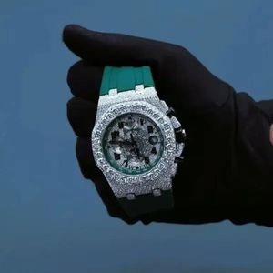 Montre de luxe en diamant et moissanite, bracelet argenté, fermoir caché, mouvement à quartz ETA analogique, unisexe, 15 mm, verre saphir, pour mariage et soirée - Product Image 6