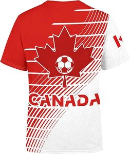Canada Soccer Jersey <b>Red</b> White Polyester T-Shirt With Maple Leaf And Ball Design National Team Theme - Product Image 4