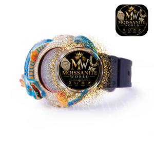 Caja de reloj estilo dragón con pavé completo de moissanita, diseño de esmalte colorido de lujo personalizado, reloj premium para unisex. - Product Image 3