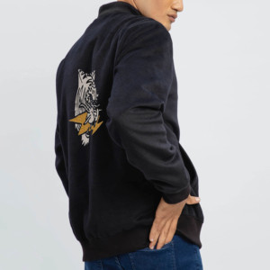 Blouson Bomber Homme Bleu Foncé Imperméable Coupe-Vent Style Urbain Col Montant Boutons Décontracté Coton Laine Fermeture Éclair Avant Vêtement Hiver - Product Image 3