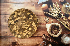 Tabla de Cortar Redonda de Madera de Teca Ha Le, Ecológica, con Mango de Madera, Antibacteriana y Duradera, de 1.5 cm de Grosor, para Preparación de Alimentos en la Cocina - Product Image 4