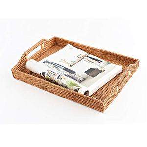 Premium Quality Wholesale Price Rattan <b>Woven</b> Serving Tray Holder Wicker Storage Snacks Usage Tray Multipurpose Decoration Tray - Product Image 1