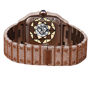 Reloj de Pulsera Personalizado con Diamantes, Caja Cuadrada Completamente Adornada, Brazalete de Eslabones Atornillados, Reloj de Lujo - Product Image 4