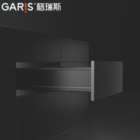 Système de tiroirs métalliques ultra-minces Garis SG12 avec panneau latéral de 8 mm, fermeture amortie et réglage haut/bas pour meubles de chambre