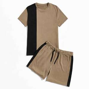 Ensemble de shorts d'été 100 % coton pour hommes, costumes formels, chemises, ensemble deux pièces t-shirt et short pour hommes, ensembles de sport, entraînement, course à pied pour hommes - Product Image 4