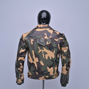 Men Camouflage Leather Moto <b>Jacket</b> Turn-down Collar Zipper Closure Slim Fit Autumn Style Regular Sleeve <b>Jackets</b> with OEM Service - Product Image 2