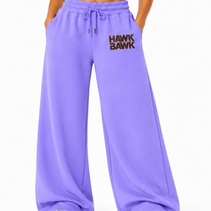 Pantalones deportivos de pierna ancha color lavanda para mujer, pantalones de algodón con forro polar, informales, holgados, con cordón, opciones de moda cómodas para el estilo de vida - Product Image 1